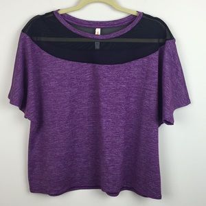 Lucy - Gloxinia Micro Stripe Manifest Mesh Short Sleeve Tee